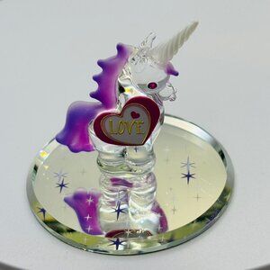 Glass Love Unicorn Figurine Handcrafted Crystal Fantasy Gift